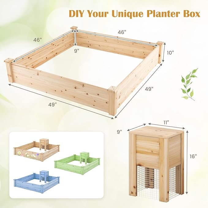 Giantex Raised Garden Bed, Elevated Square Planting Bed - Image 4