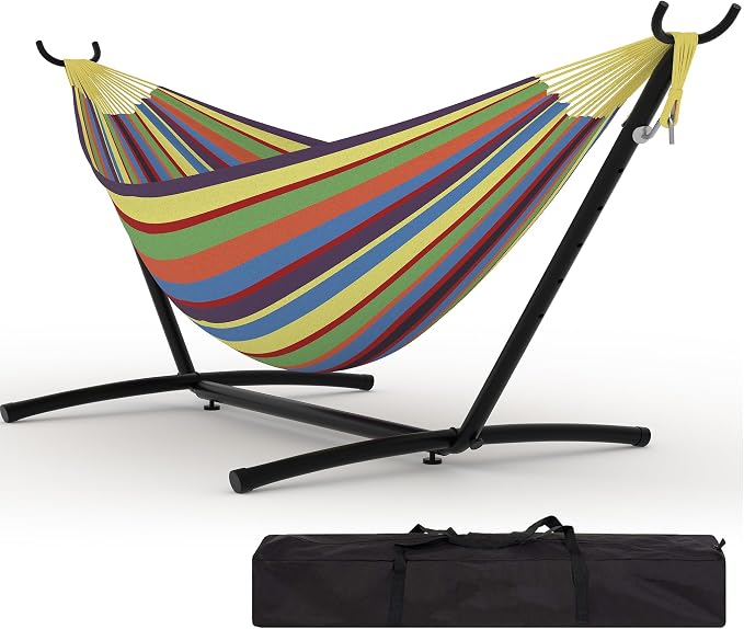 2 Person Hammocks with Stand for Outside, Double Hammocks Portable Space Saving by Garvee