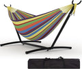 Double Hammocks with Stand for Outside, Portable Space Saving Heavy-Duty Steel by KYBOLT