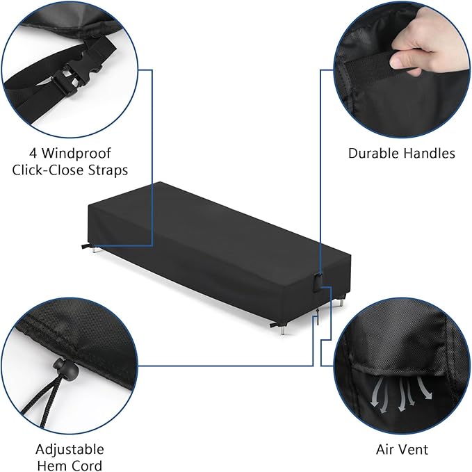 Outdoor Patio Chaise Lounge Cover, Waterproof Lounge Cover - Image 3