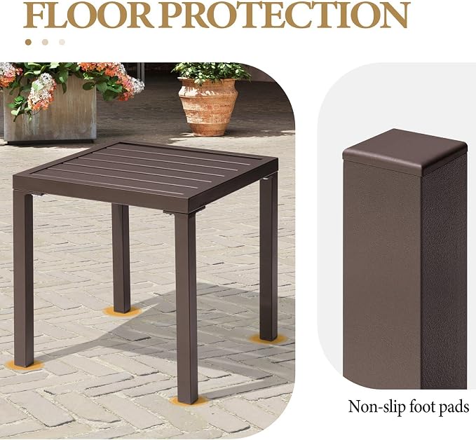 Crestlive Products Outdoor Side Table Set of 2, Small Square Metal End Table - Image 5