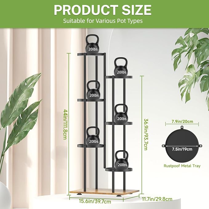 iDavosic.ly 6 Tier Plant Stand Indoor Outdoor, Tiered Corner Multiple Flower - Image 3