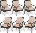 PHI VILLA Patio Chairs Set of 6, Heavy Duty Outdoor Metal Wicker Dining Chair by PHIVILLAThepioneerofcomfortablehouseholdsupplies