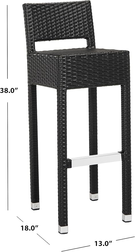 SAFAVIEH FOX5212A Collection Landry Black Indoor/Outdoor Bar Stool - Image 2
