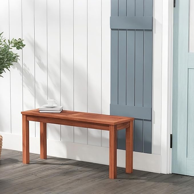 ERGOMASTER Wooden Backless Outdoor Bench Set of 1, 2-Person Indoor Outdoor - Image 7