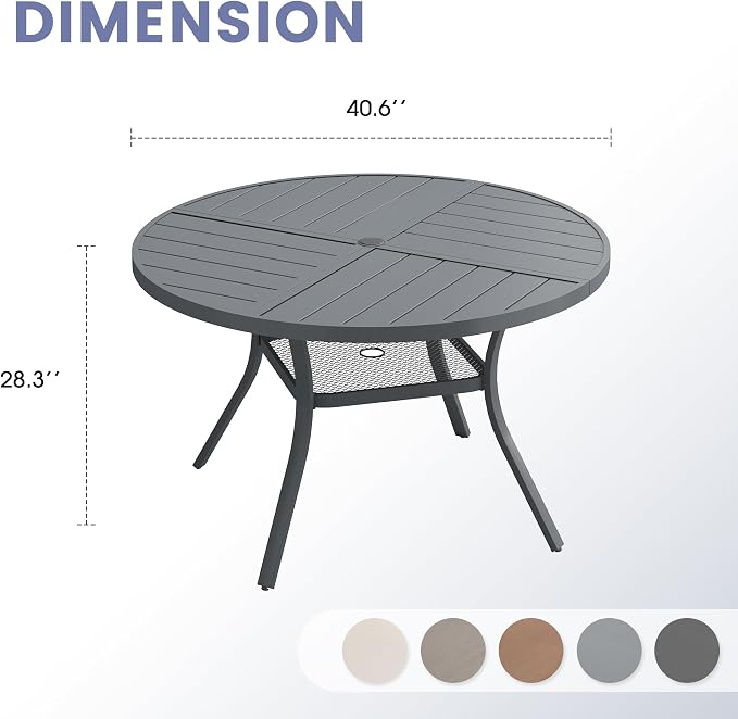 VICLLAX 40.6" Round Outdoor Table, Patio Dining Table - Image 3