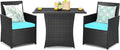 Tangkula 3 Pieces Patio Dining Set, Space-Saving PE Rattan Bistro Set by TANGKULA