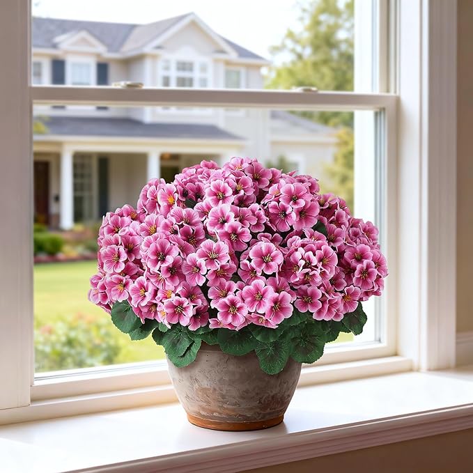 2 Pack Artificial Geranium Flowers Topitary Trees - Image 7