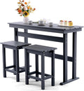 3 Piece HDPE Outdoor Bar Height Table and Chairs Set of 2 Includes High Top by Unknown