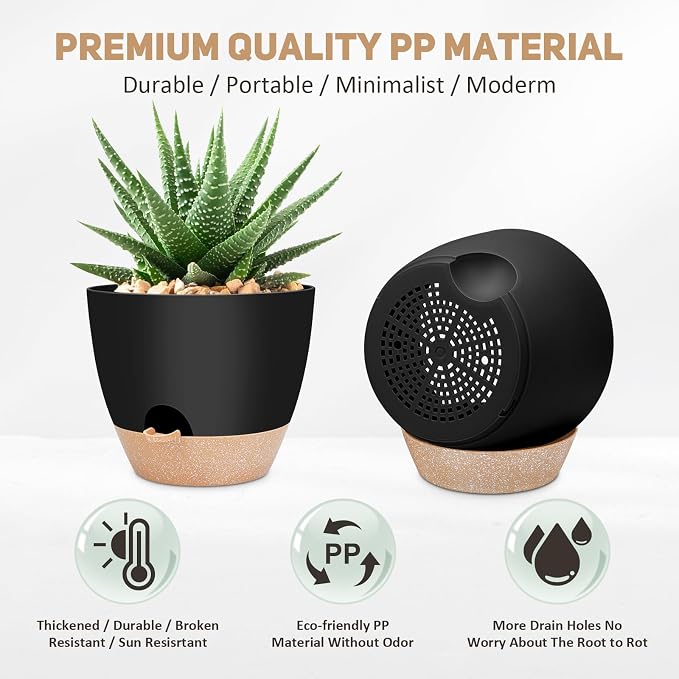 12 inch Large Self Watering Plant Pots, Flower Pots Planters - Image 3