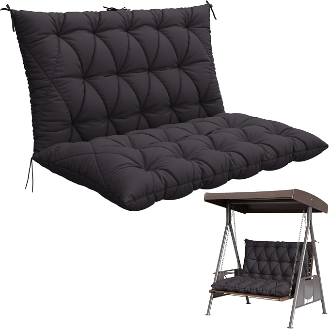 Porch Swing Cushion with Backrest, Waterproof Bench Cushion by Pakunoda