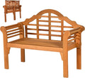 Classic Patio Loveseat Bench, Eucalyptus Wood, 4 FT, Arched Back & Armrests by SPORFIT