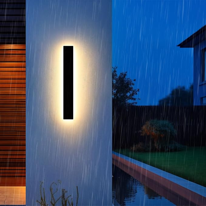 Outdoor Wall Light LED Long Wall Sconce 11.82in Ip65 Waterproof Black Modern by YCMGEAD