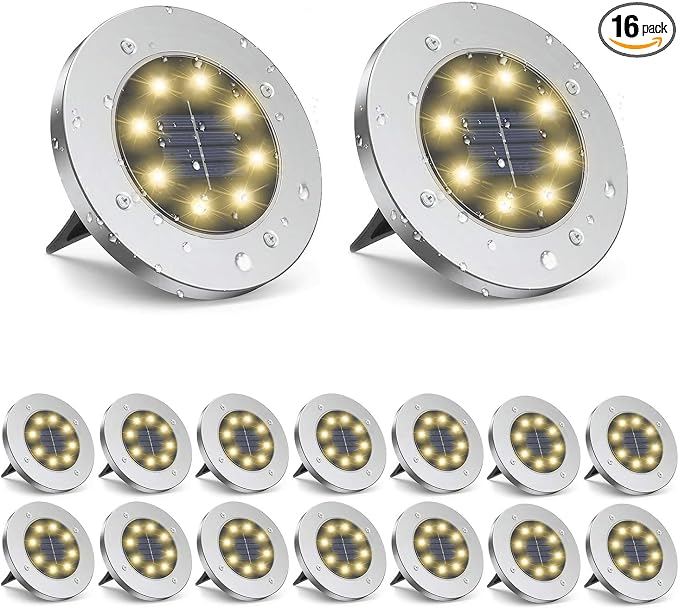 ZGWJ Solar Ground Lights, 16 Pack Waterproof Solar Garden Lights, Upgraded by ZGWJ