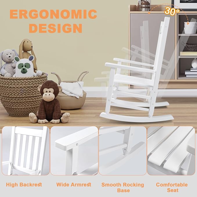Kids Rocking Chair for Toddlers and Children Comfy Recliner Wooden Rocker for - Image 4