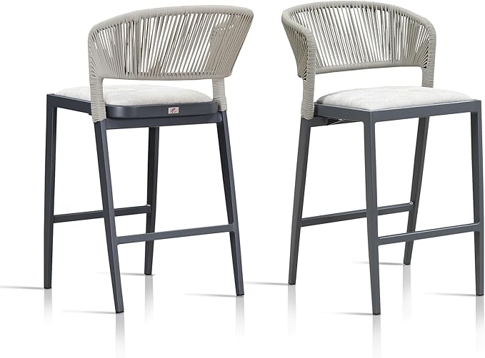 PURPLE LEAF Counter Height Bar Stool Set of 2 Patio Bar Stools Contemporary Bar by PURPLELEAF
