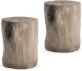 SUNBURY Outdoor Side Table Set of 2, Tree Stump Side Table Grey Colored Faux by SUNBURY