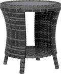 Outsunny 18" Outdoor Wicker Coffee Table, 2-Tier Patio Side Table by Outsunny