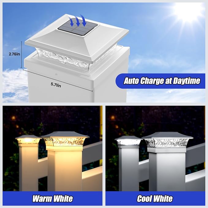 APONUO Solar Post Cap Lights 6 Pack - Image 5