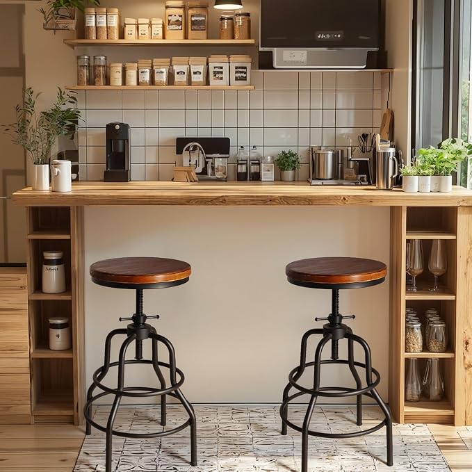LOKKHAN Vintage Industrial Barstools - Image 2