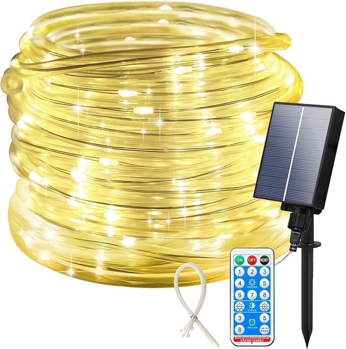 ICRGB Solar Rope Lights Outdoor, 66FT 200LED Christmas Fairy Light by ICRGB