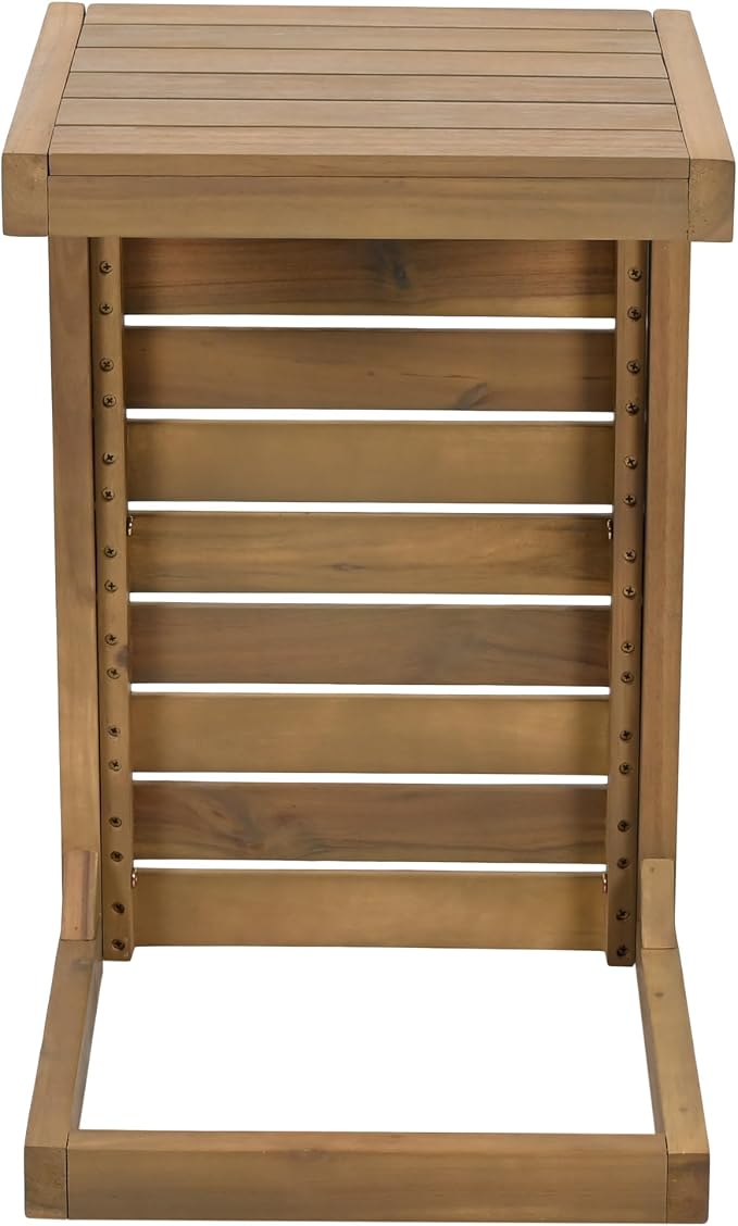 Christopher Knight Home C-Shaped End Table, Acacia Wood Patio Side Table - Image 10