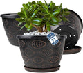 3 Pack Flower Pots Outdoor 11 Inch Plant Pots Indoor, by Nooulap
