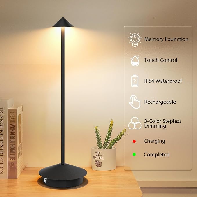 2-Pack 6000mAh Rechargeable Led Table Lamp Cordless, 3000K-6000K Stepless - Image 6