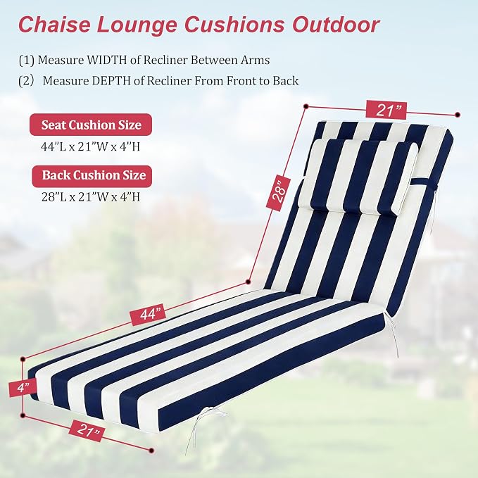 Chaise Lounge Cushions Outdoor 72x21x4 Inch, Patio Lounger Chair Cushion - Image 2