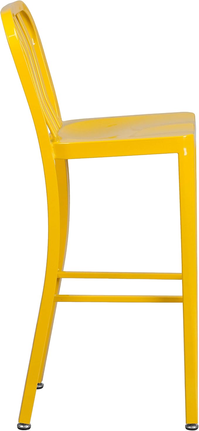 Flash Furniture Commercial Grade 30" High Yellow Metal Indoor-Outdoor Barstool - Image 7