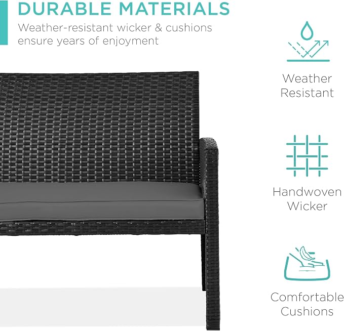 Best Choice Products 4-Piece Outdoor Wicker Patio Conversation Furniture Set - Image 3