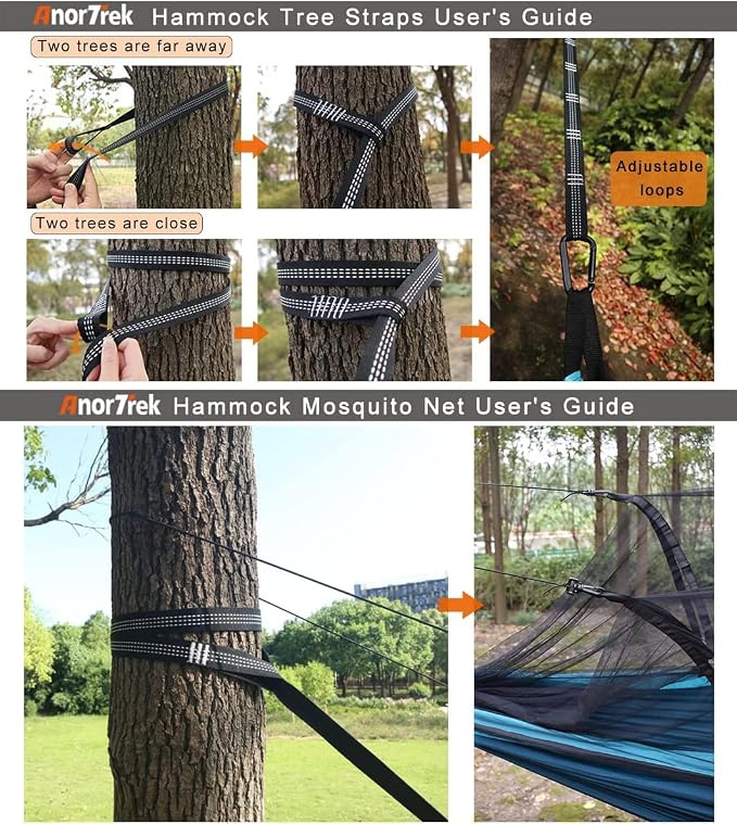 Camping Hammock with Mosquito Net, Double & Single Lightweight Portable - Image 5