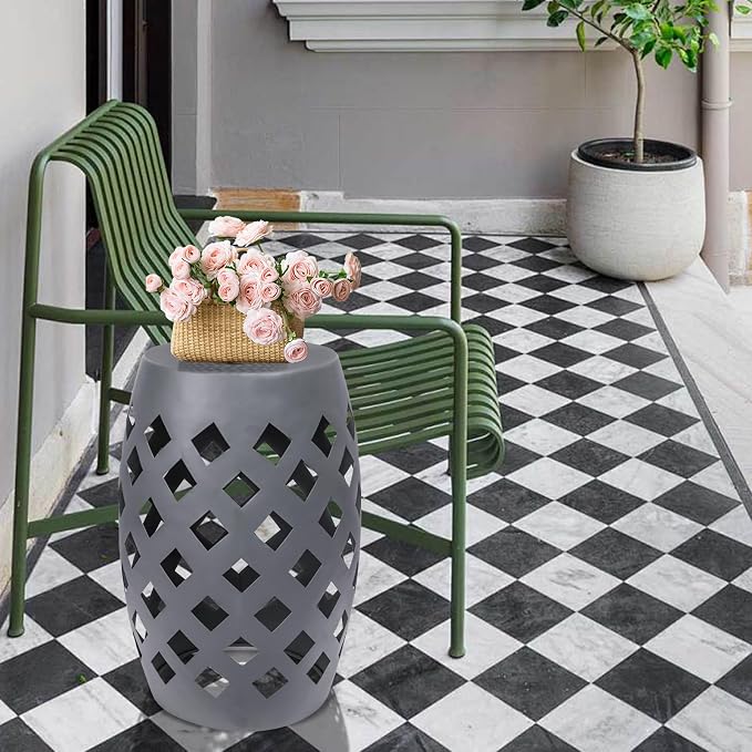 Vipush Outdoor Lace Cut Iron Side Table, Patio Garden Stool Coffee End Table - Image 4