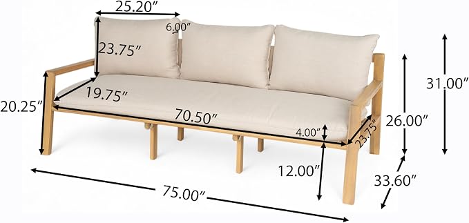 Christopher Knight Home Kaylle Outdoor 3 Seater Sofa - Image 2
