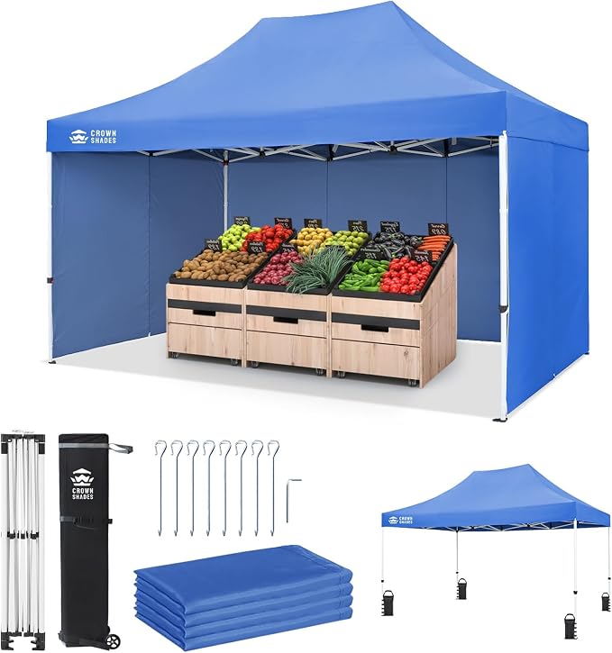 CROWN SHADES 10x15 Pop Up Canopy Tent, Thicken Frame Commercial Heavy Duty Tent by CrownShades