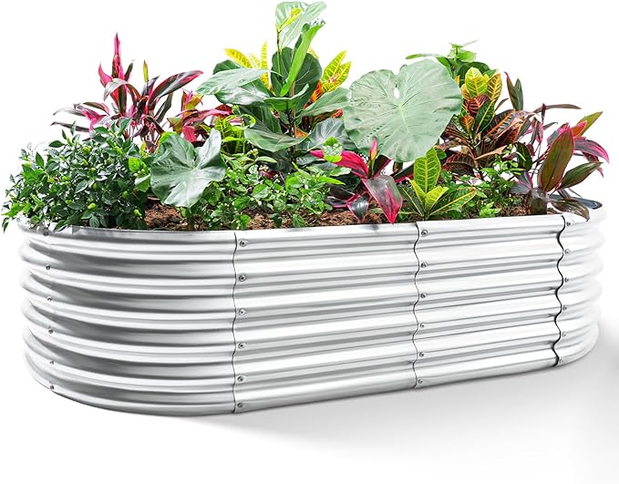 Land Guard 6x3x1.5ft Galvanized Raised Garden Bed Kit, Metal Planter Boxes by LandGuard