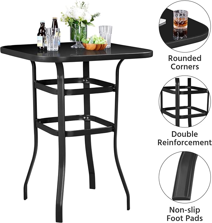Yaheetech 3Pcs Patio Stools Bar Set, 360 Rotating Swivel Chairs - Image 6