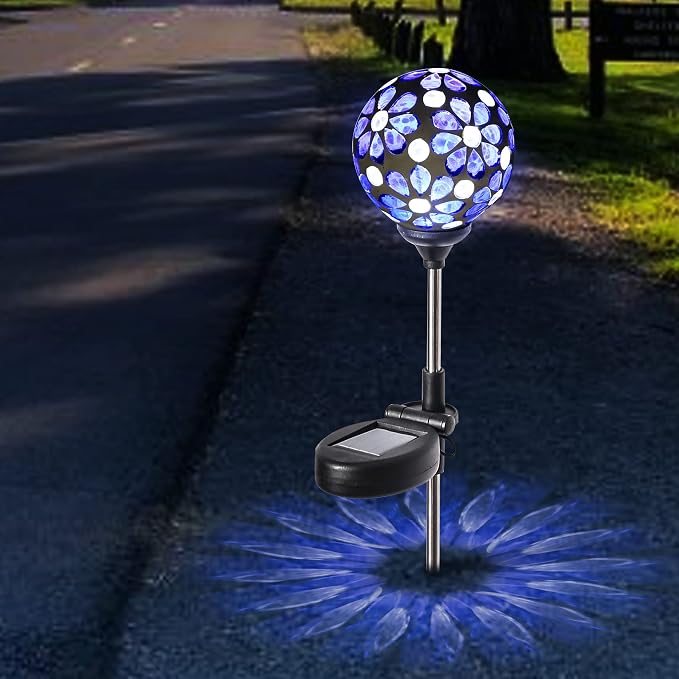 WNP Solar Garden Decorative Stakes Blue Outdoor Waterproof Mosaic Solar Powered - Image 6