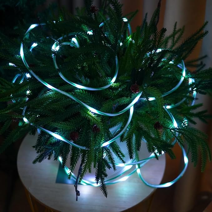 QITONG Solar Christmas Lights Outdoor, 2 Pack Each 33ft 100 LED Green and White - Image 6