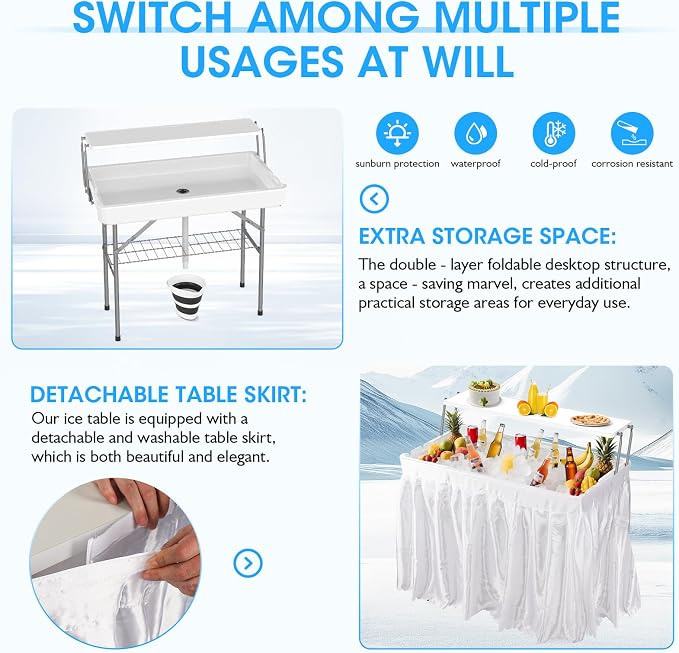 HLPB 4 FT Party Ice Cooler Folding Table - Image 4