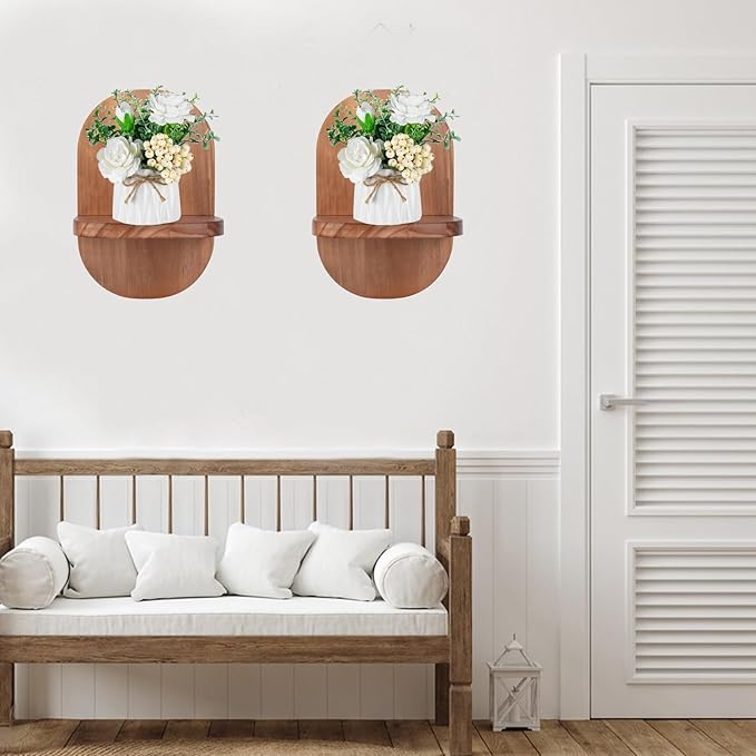 ARTORA Wall Mounted Plant Holder, Wooden Flower Pot Wall Hanging Shelf Black - Image 2