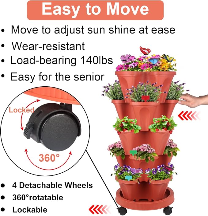 DUNCHATY Stackable Planter, Vertical Strawberry Planter - Image 2