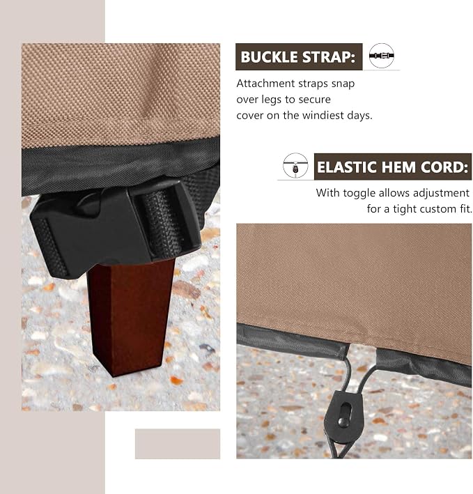 ULTCOVER Waterproof Patio Ottoman Cover Rectangular Outdoor Side Table - Image 4
