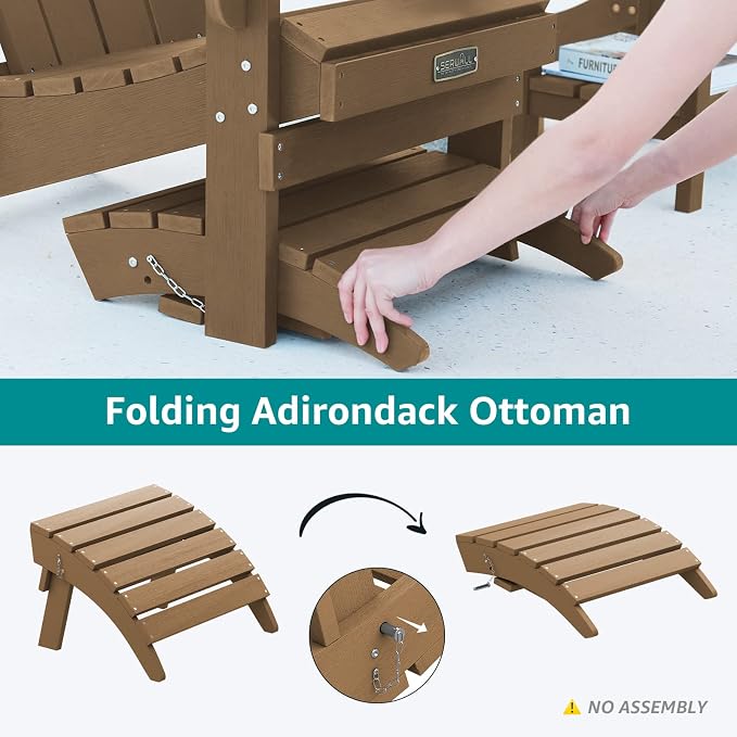 SERWALL Folding Adirondack Ottoman, Adirondack Footrest Without Assembly - Image 2