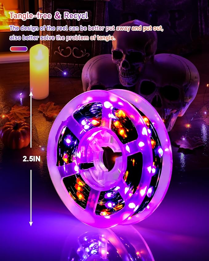 JMEXSUSS 2 Pack Solar Halloween Lights Outdoor Waterproof, Total 66FT 200 LED - Image 5