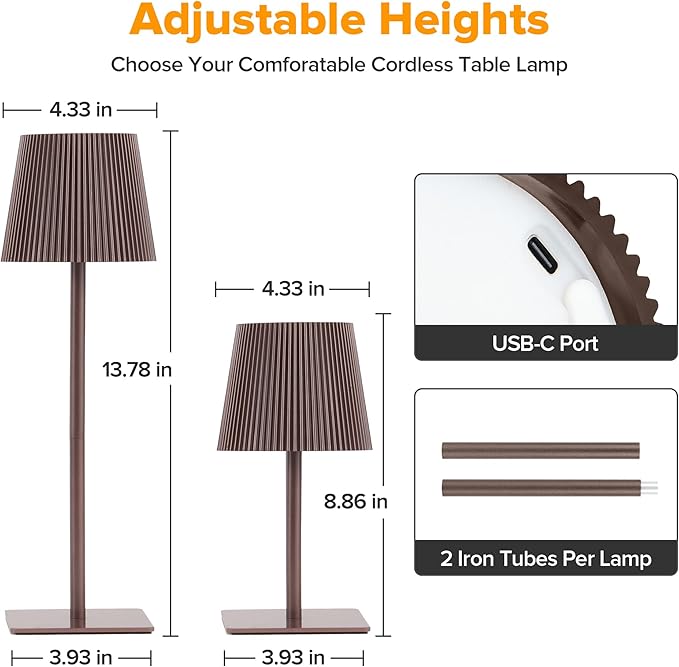 LUTEC 4 Pack Cordless Table Lamp, 6000mAh Rechargeable Battery Operated Desk - Image 4