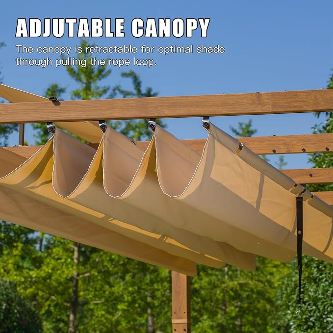 Domi 9’ x 13’ Outdoor Retractable Pergola Against The Wall - Image 4