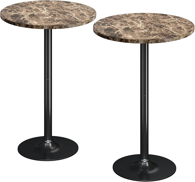 Flamaker Round Bistro Pub Table Modern Style Metal Base MDF Top Cocktail Bar by Flamaker