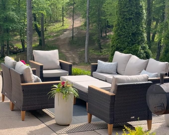 Sophia & William Wicker Patio Furniture Set, Outdoor Rattan Sectional Sofa 9 - Image 8