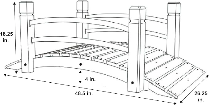 Shine Company 4980N 4 Ft. Cedar Wood Garden Bridge - Image 5